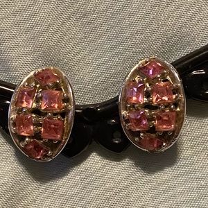 Sogo silvertone and pink clip on earrings